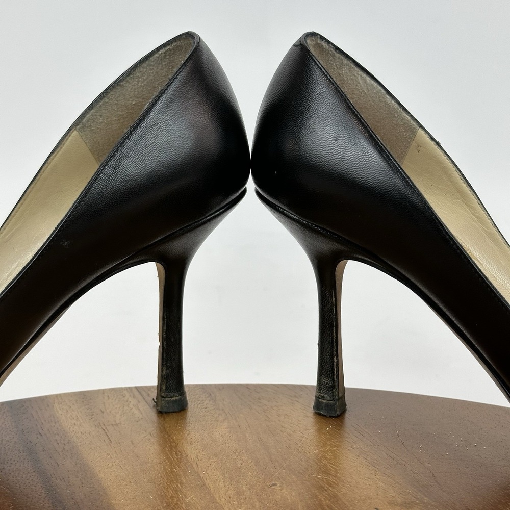 Womens Jimmy Choo Black Kid Leather Eleven Pointed Toe Pumps Heels Size EU 38 - Picture 7 of 14